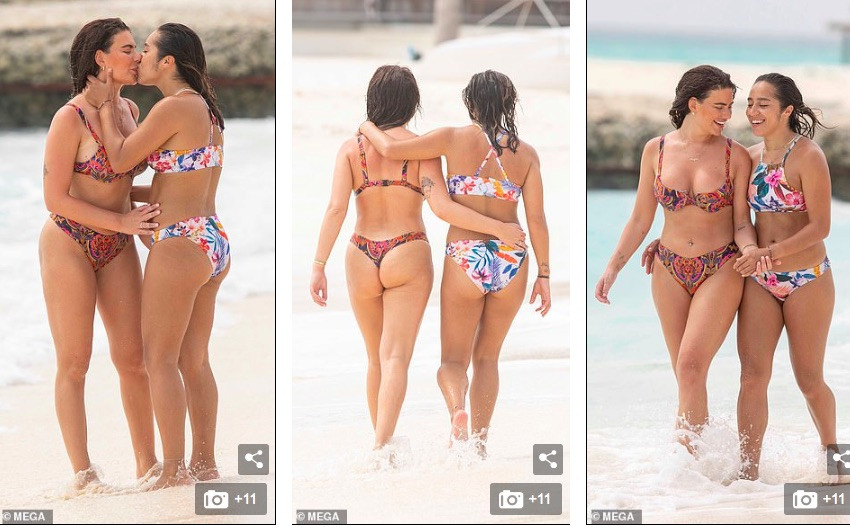 Cựu vũ nữ thoát y hôn tình đồng giới đắm đuối ở biển ảnh 5