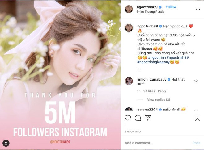 Đạt 5 triệu followers trên Instagram, Ngọc Trinh mạnh tay chi tiền mặt tặng fan ảnh 1