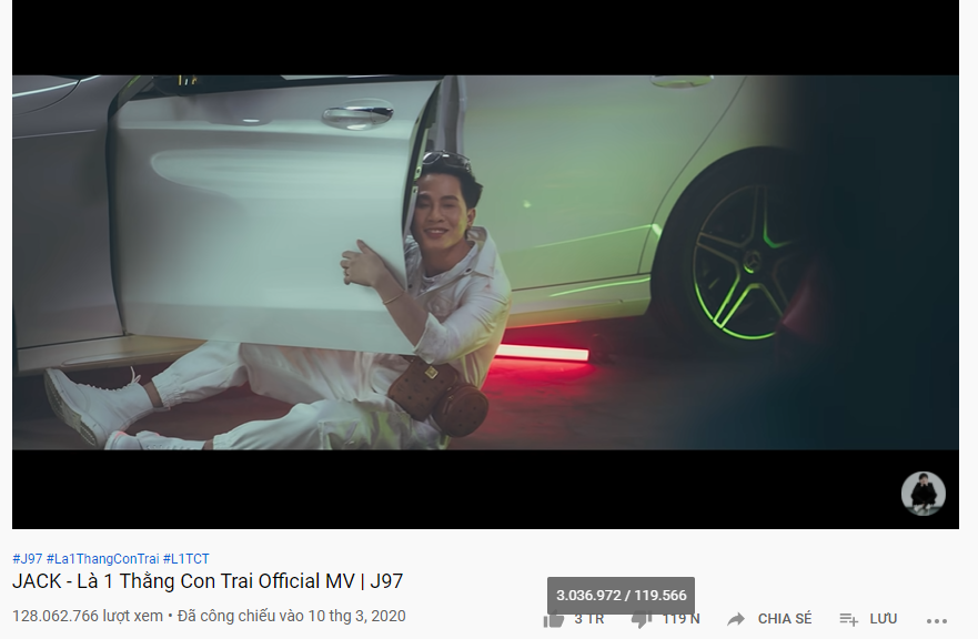 MV "Là 1 thằng con trai" của Jack cán mốc 3 triệu lượt like vào tháng trước Sắp đạt 100 triệu view, “Có chắc yêu là đây” vừa giúp Sơn Tùng M-TP lập thêm kỉ lục mới ảnh 3