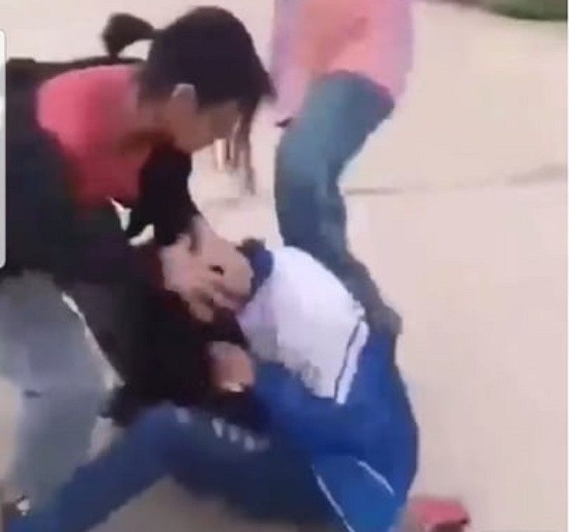 Xôn xao clip nhóm nữ sinh hành hung bạn trên đường ảnh 1