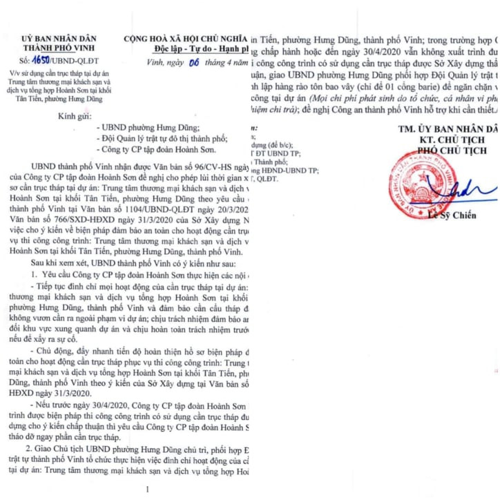 Dự án khủng bị “tuýt còi” vì để cần trục tháp vươn xa ảnh 1