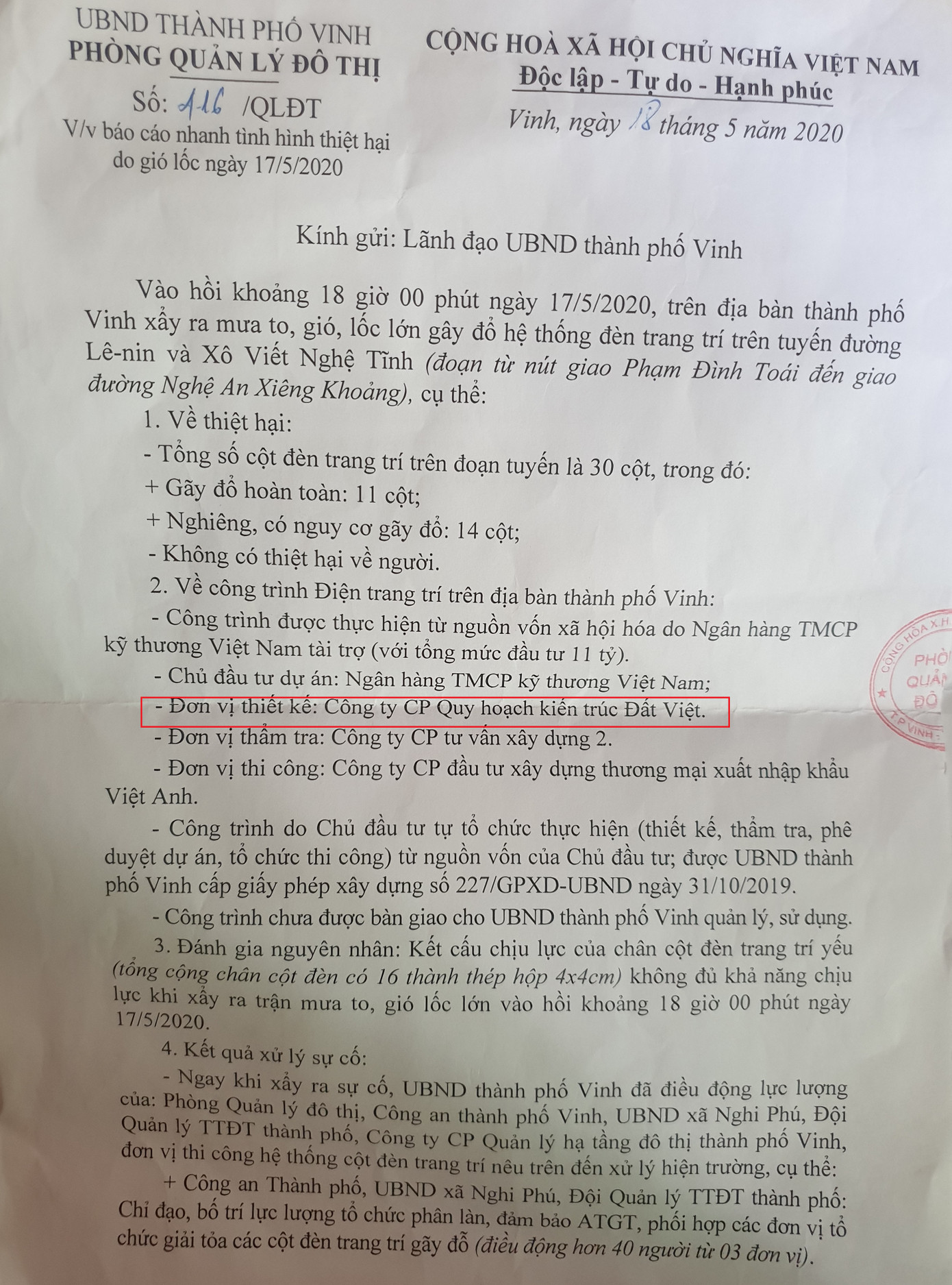 Công trình 11 tỷ đồng gãy đổ ở TP Vinh bị tố 'đánh cắp' hồ sơ thiết kế ảnh 3