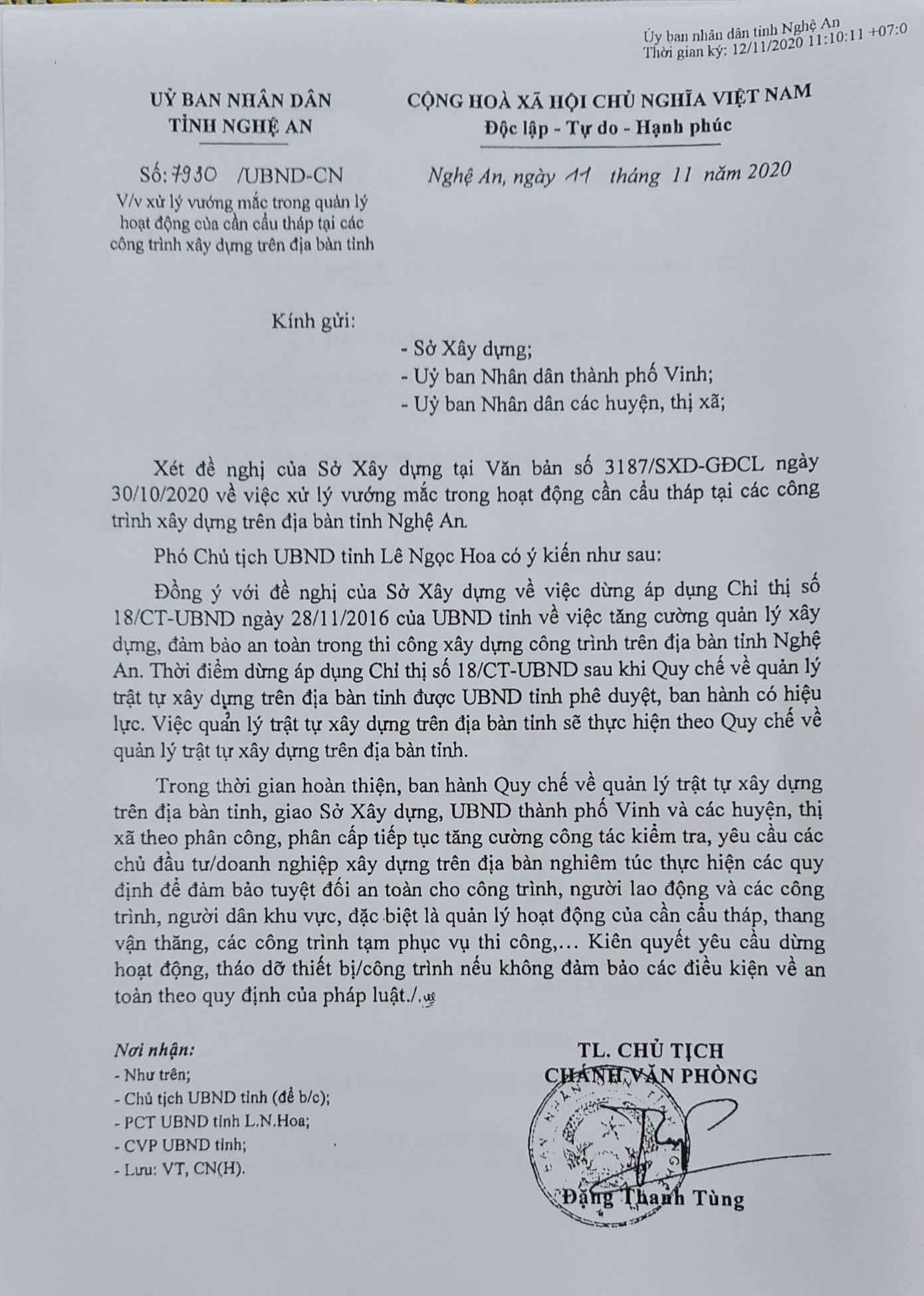 Nghệ An hủy bỏ chỉ thị quản lý 'cần cẩu” ảnh 1