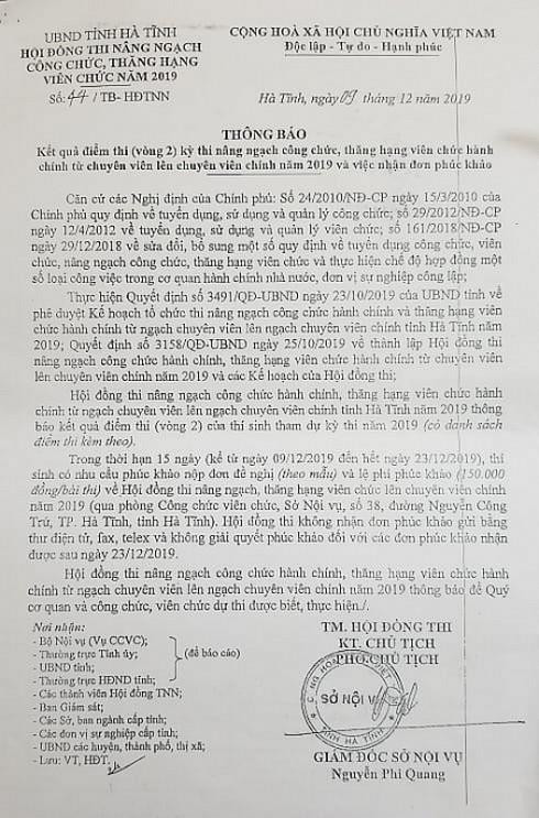 Nhiều lãnh đạo ở Hà Tĩnh thi trượt chuyên viên chính ảnh 1