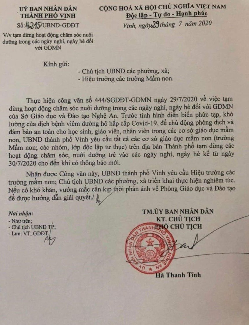 Giám đốc Sở GD&ĐT Nghệ An nói gì về việc tạm dừng hoạt động trường mầm non? ảnh 1