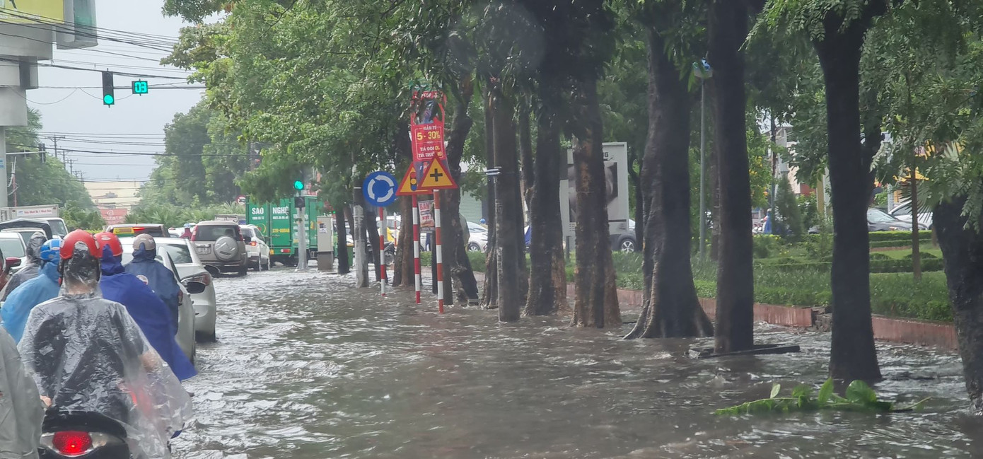 Mưa trắng trời TP Vinh ngập sâu, Hà Tĩnh cây cối gãy đổ, nhà cửa tốc mái ảnh 10