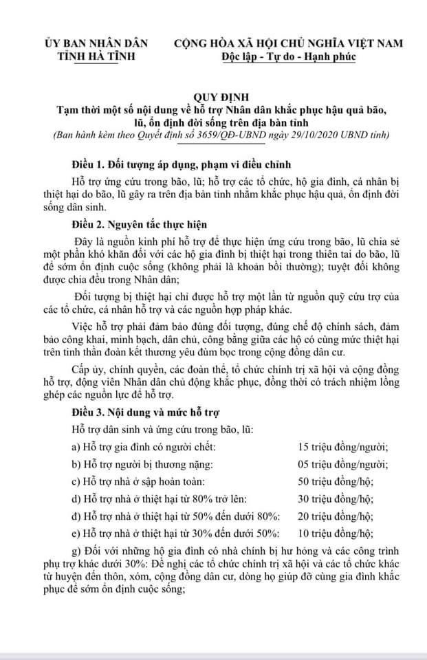 Hà Tĩnh hỗ trợ 50 triệu đồng cho người dân bị sập nhà vì lũ ảnh 1
