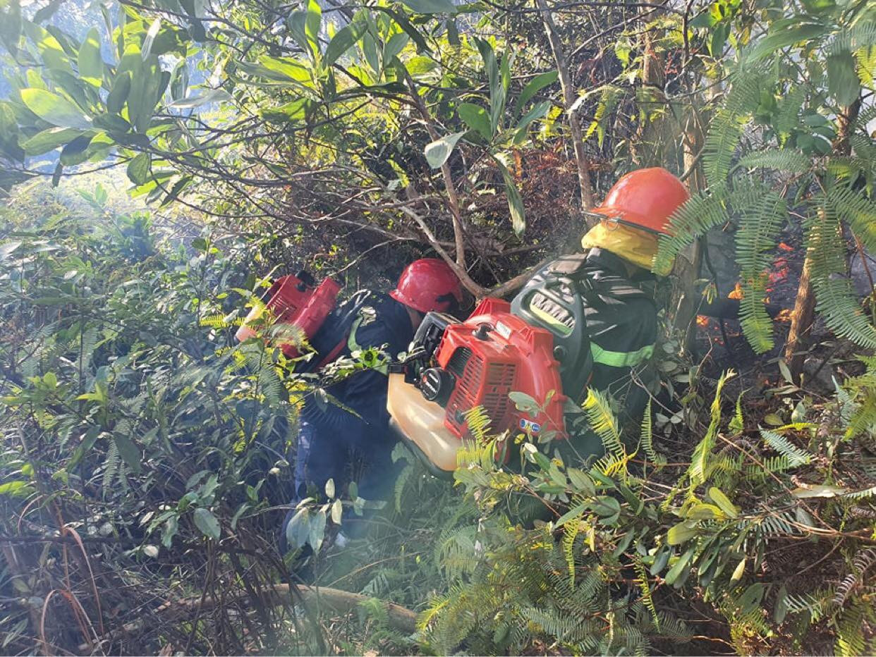 Công an, bộ đội trắng đêm căng mình dập lửa cứu rừng ảnh 10