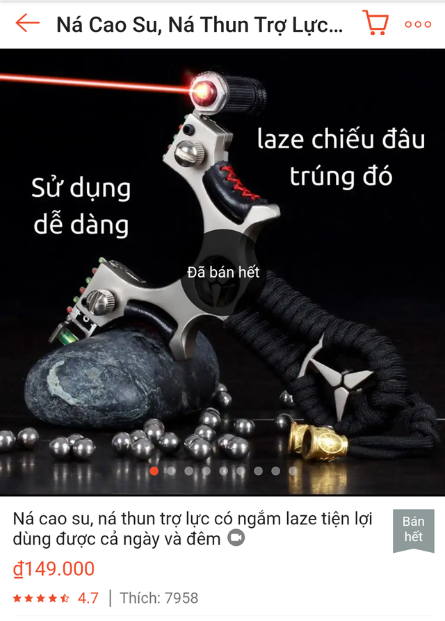 Chứng kiến sự nguy hiểm chết người của ná bi sắt gắn laser bán dạo ở Hà Nội ảnh 1