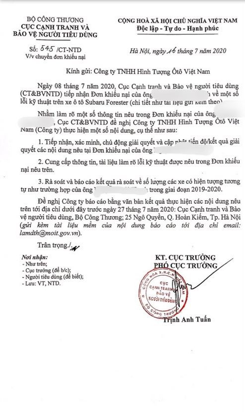 Cục bảo vệ người tiêu dùng vào cuộc vụ xe Subaru nổi 'cá vàng' ảnh 1