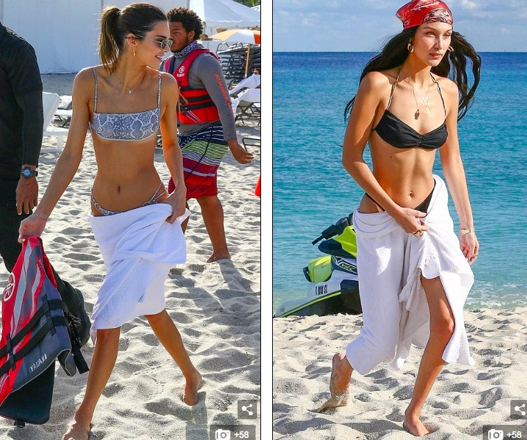 Hai chân dài đắt giá nhất nhì làng mốt đẹp như tạc tượng trên bãi biển ảnh 5