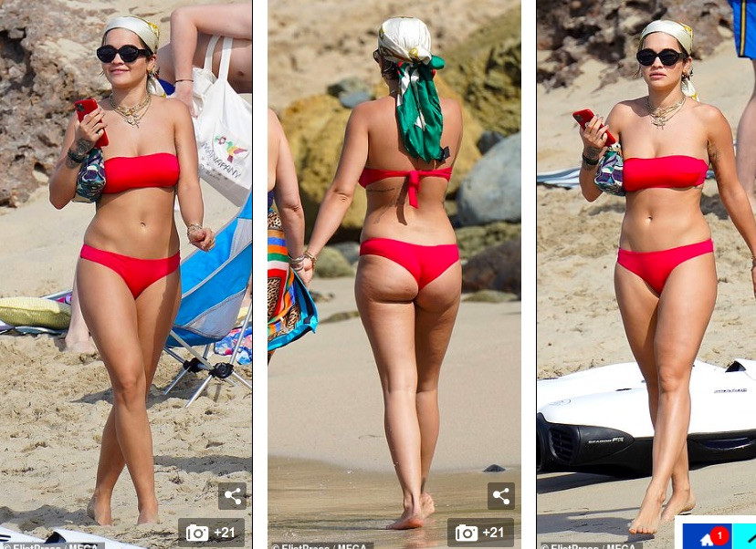 Rita Ora mặc áo tắm trắng mỏng tang lộ điểm nhạy cảm ảnh 11
