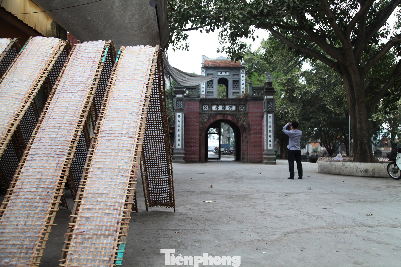 Làng nghề bánh đa nem Thổ Hà vào vụ Tết Người dân làng Thổ Hà mang bánh đa nem mới tráng đi phơi Làng nghề bánh đa nem Thổ Hà tất bật vào vụ Tết ảnh 1