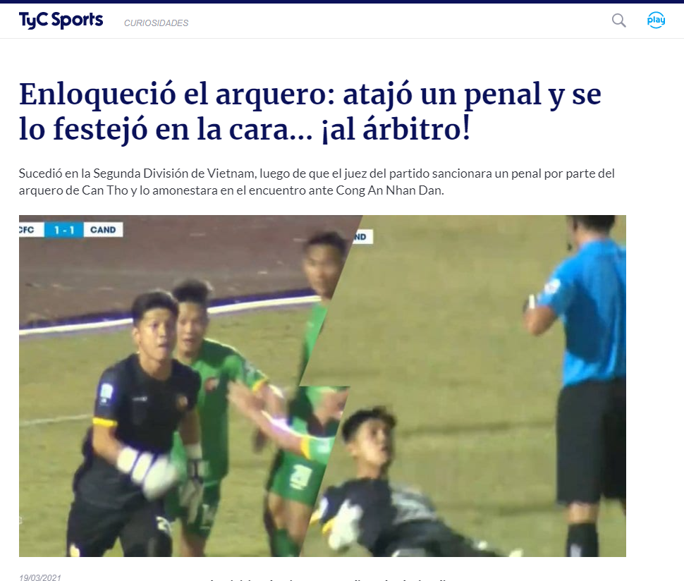 Báo nước ngoài sốc vì màn khiêu khích trọng tài của thủ môn Cần Thơ ảnh 1