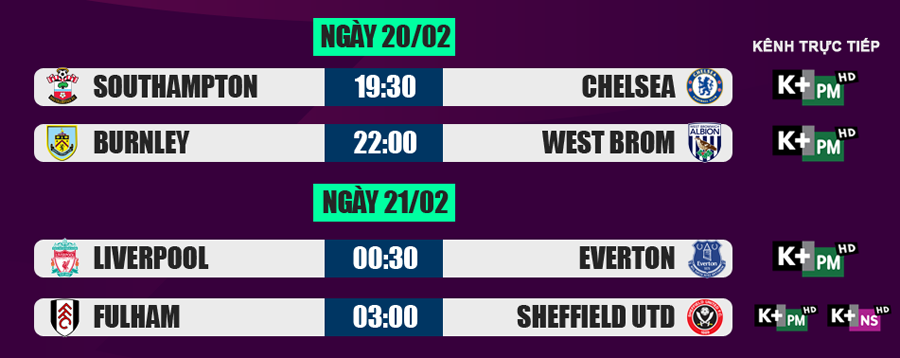 Lịch thi đấu Ngoại hạng Anh 20/2: Derby khó cho Liverpool ảnh 2