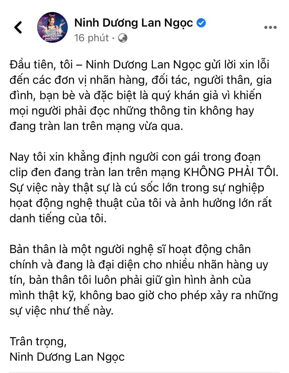 Ninh Dương Lan Ngọc chính thức lên tiếng về nghi vấn lộ clip 'nóng' ảnh 2