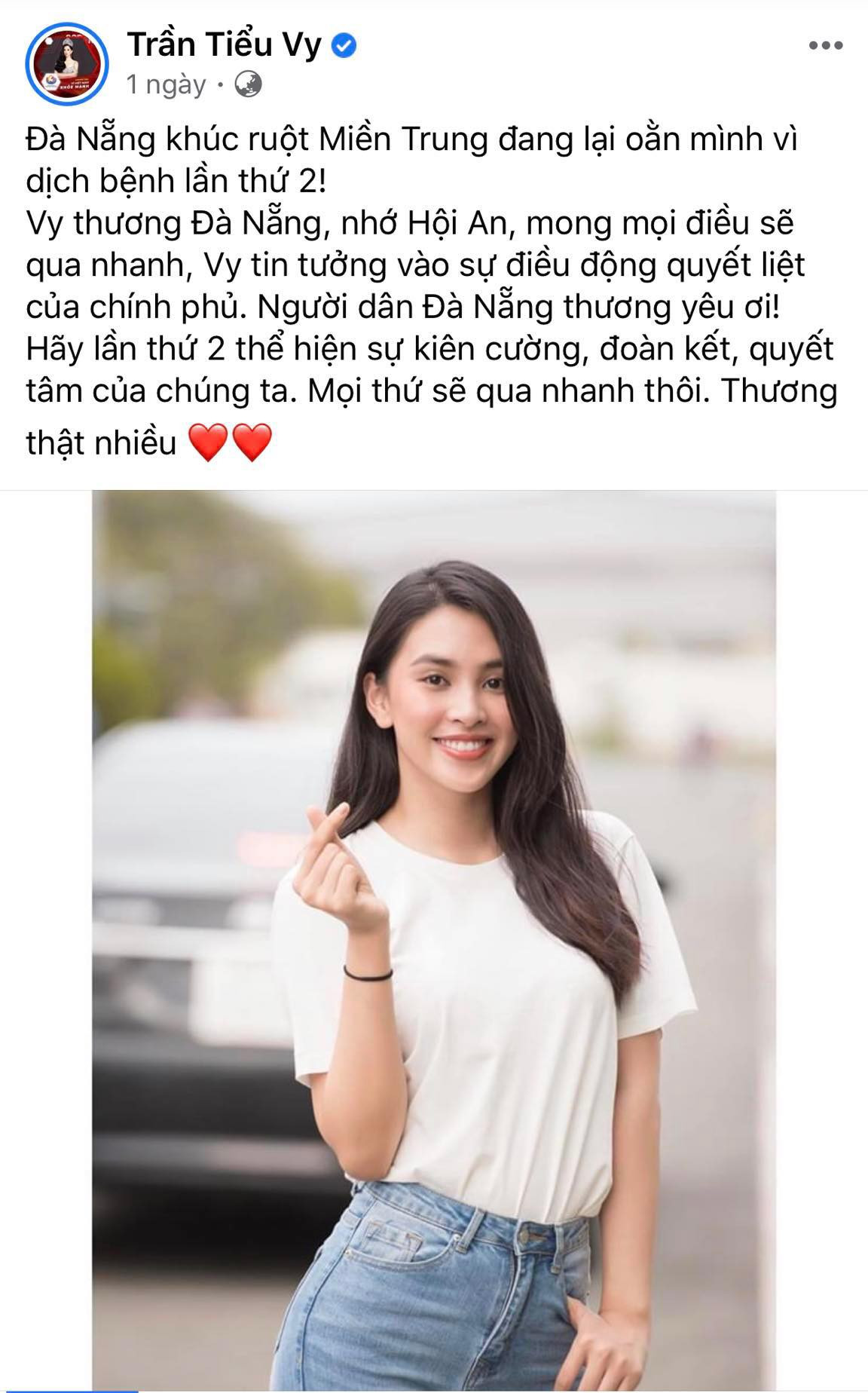 Hoa hậu Tiểu Vy, Lương Thùy Linh đồng lòng hướng về Đà Nẵng ảnh 1