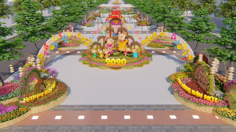 Phối cảnh đẹp tuyệt vời của Đương hoa Nguyễn Huệ tết Canh Tý ảnh 1