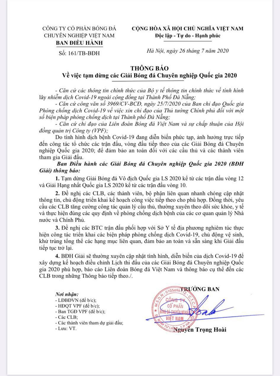 Chủ tịch CLB Quảng Nam: Hoãn giải, trao cúp cho Sài Gòn FC ảnh 1