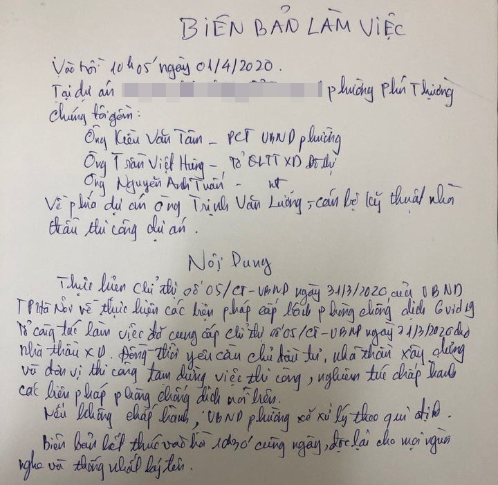 Hà Nội lập biên bản công trình xây dựng thi công khi cách ly toàn xã hội ảnh 1