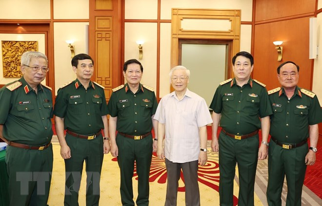 Bộ Chính trị làm việc với Thường vụ Quân ủy Trung ương ảnh 5