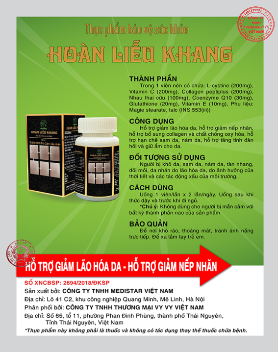 TPBVSK Hoàn Liễu Khang - Hỗ trợ giảm nếp nhăn với Colagen tươi ảnh 2
