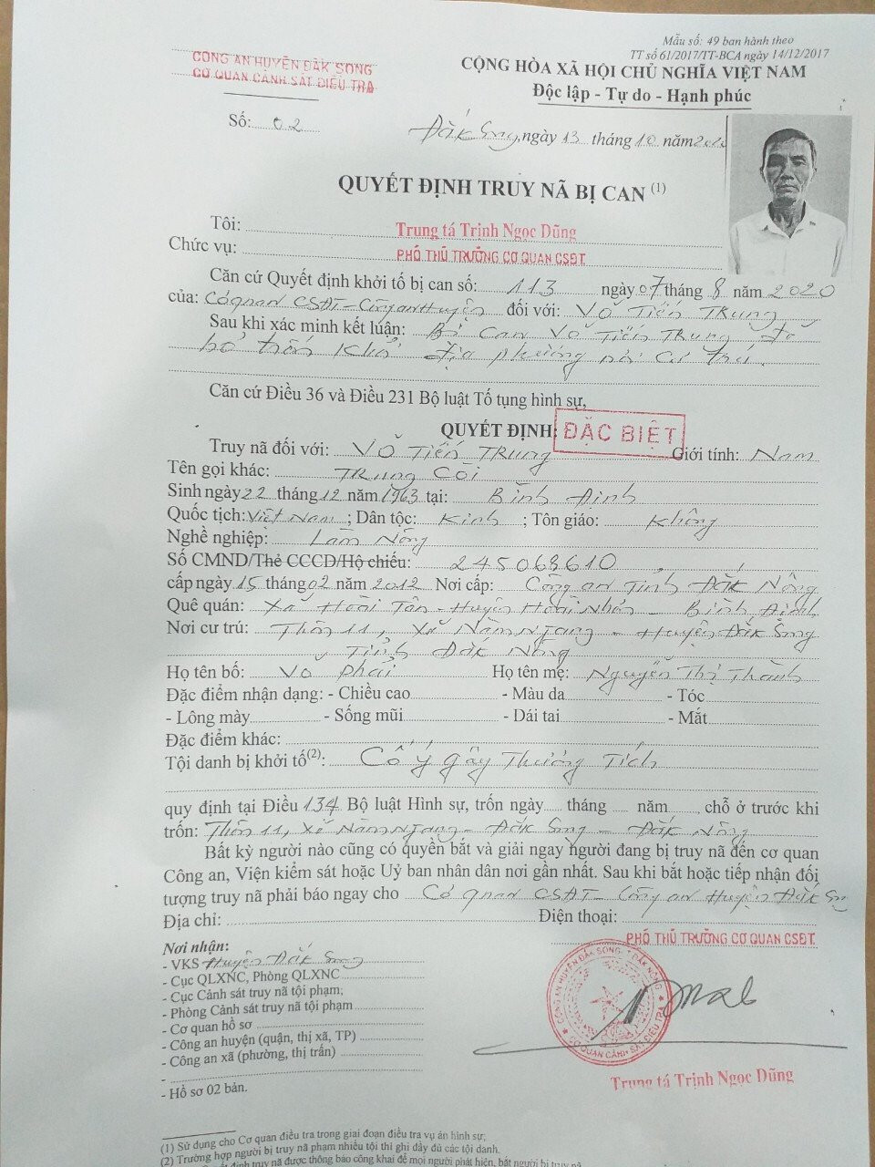 Bắt giữ người đàn ông trốn truy nã đặc biệt nguy hiểm ảnh 1