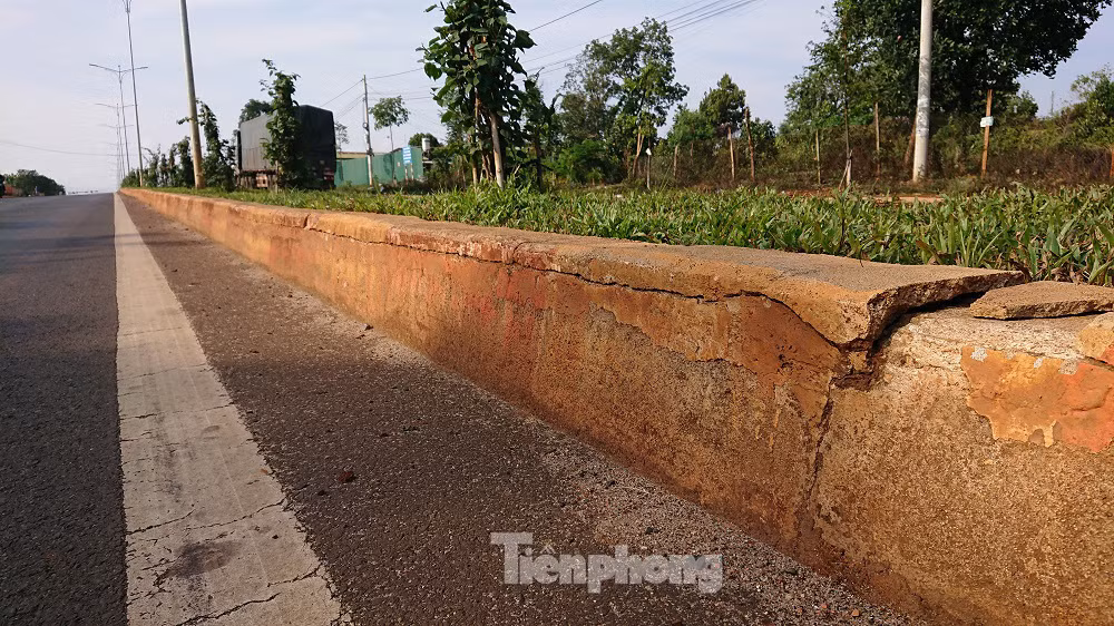 Dải phân cách bê tông trên đường 676 tỷ xuống cấp sau khánh thành ảnh 3