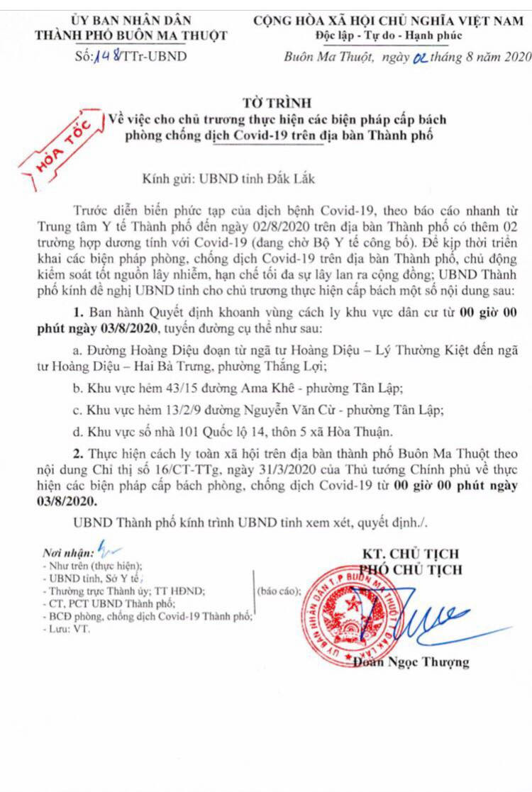 Thêm 2 ca mắc COVID-19, TP Buôn Ma Thuột đề nghị cách ly nhiều tuyến phố ảnh 1