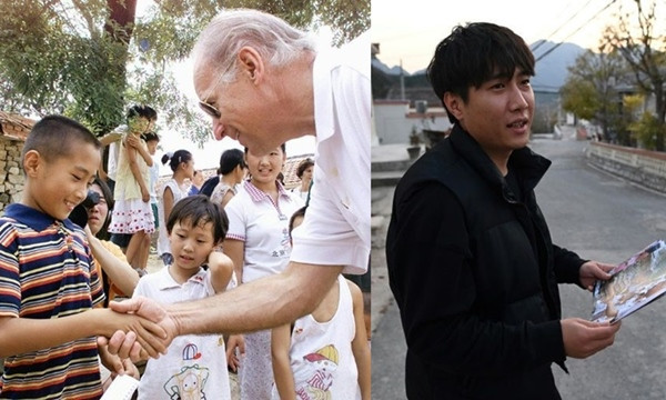 Anh Gao Shan có cặp ảnh "ngày xưa - bây giờ" rất ấn tượng, vì ảnh ngày nhỏ của anh là khi anh bắt tay ông Joe Biden. Ảnh: AFP. Ảnh “ngày xưa - bây giờ” của một thanh niên khiến ai cũng ấn tượng, vì có cả ông Joe Biden ảnh 3