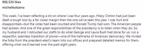 Bài học cuộc sống mà cư dân mạng chỉ ra trong “tâm thư” bà Michelle Obama gửi ông Trump ảnh 1
