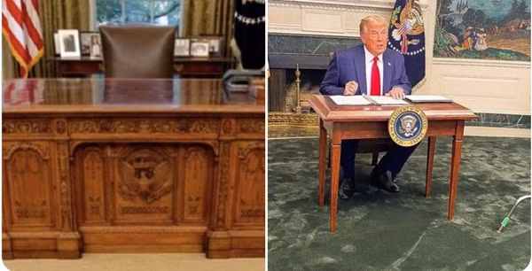 Tổng thống Trump gặp chuyện oái oăm: Họp báo ở Nhà Trắng mà ai cũng chỉ chú ý đến cái bàn ảnh 3