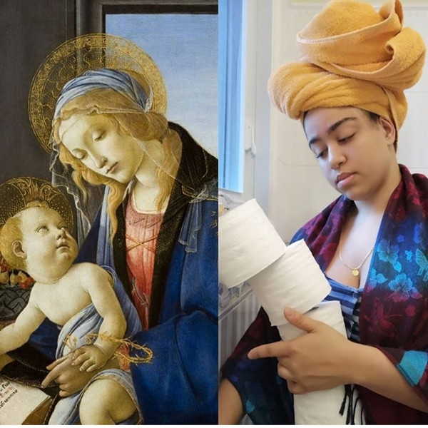Ở nhà cách ly, cư dân mạng “tái tạo” các kiệt tác nghệ thuật bằng đồ dùng hằng ngày ảnh 7