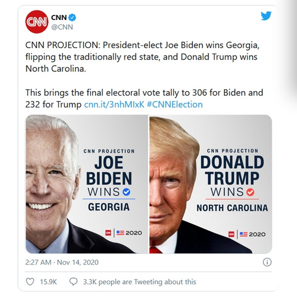 Sự trùng hợp kỳ lạ và khó tin về con số 306 trong kỳ bầu cử Tổng thống Mỹ năm 2016 và 2020 ảnh 1