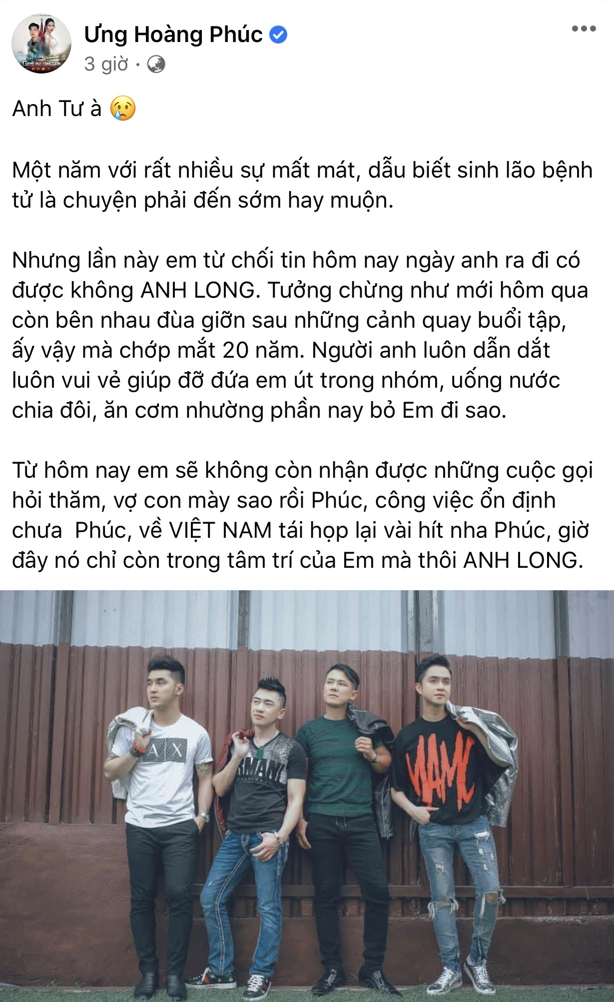 Ưng Hoàng Phúc đau xót khi đọc bình luận vô cảm về Vân Quang Long vừa qua đời ảnh 2