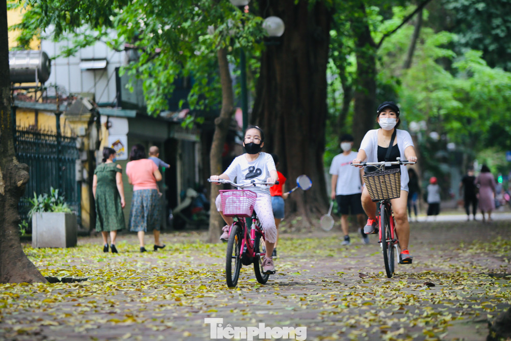 Người Hà Nội xuống phố chụp ảnh lá vàng rơi bất chấp giãn cách xã hội ảnh 4