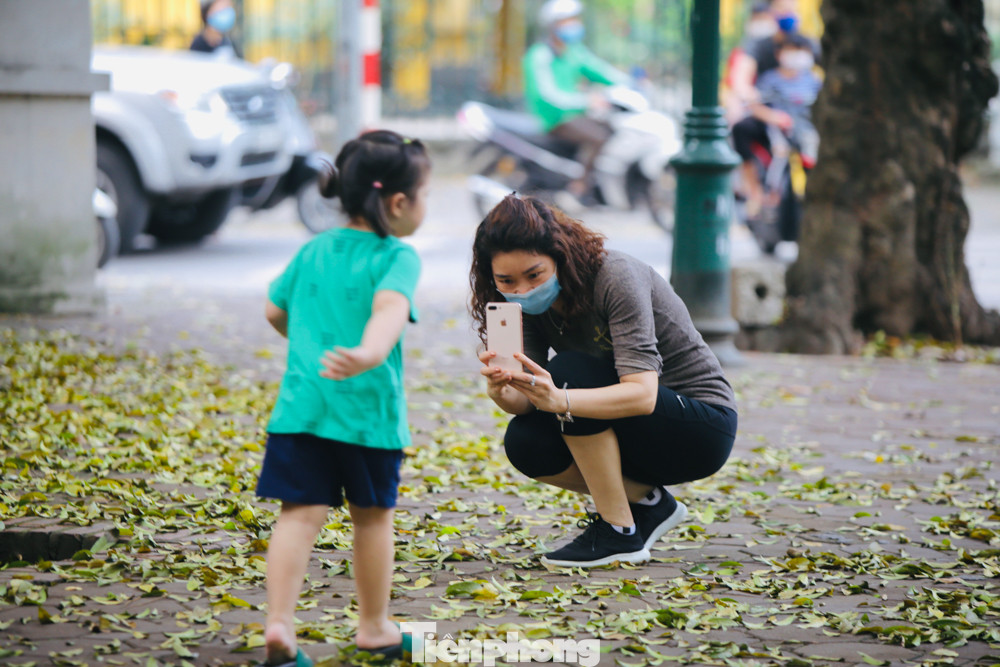 Người Hà Nội xuống phố chụp ảnh lá vàng rơi bất chấp giãn cách xã hội ảnh 11