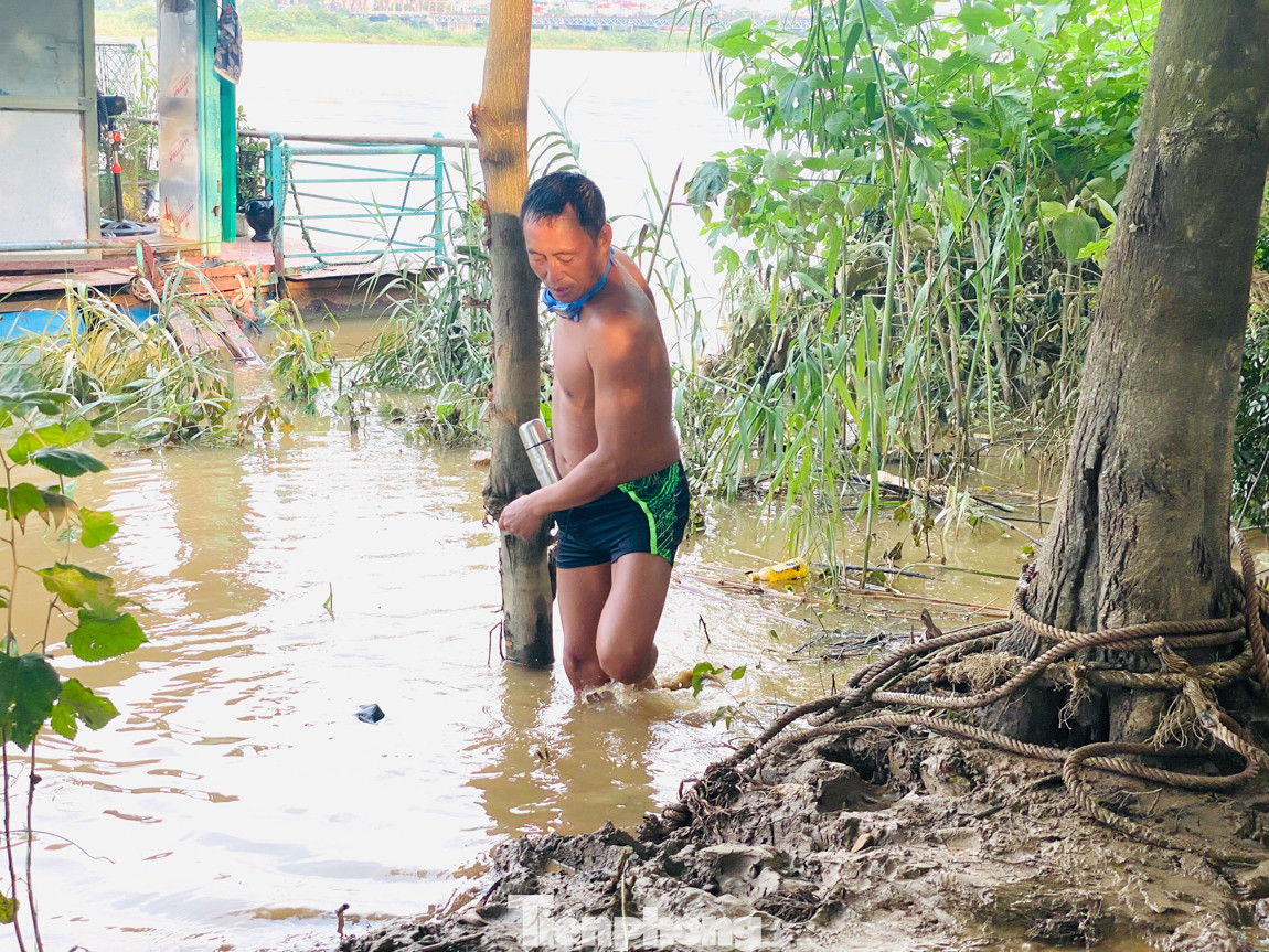 Cuộc sống bị đảo lộn của người dân bãi giữa sông Hồng mùa nước lên ảnh 12