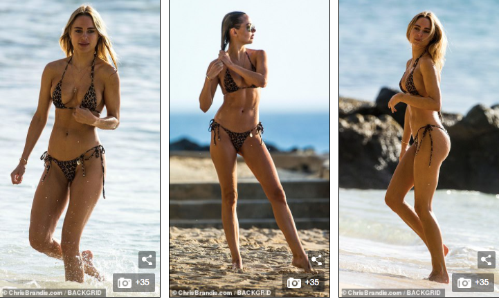 Mẫu 9x Anh quốc mặc bikini bé xíu, tôn đường cong tuyệt mỹ ở biển ảnh 3