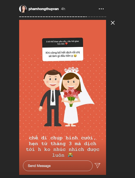 Á hậu Thuý Vân tiết lộ điều đầu tiên sẽ làm sau khi hết dịch là đi chụp ảnh cưới ảnh 1