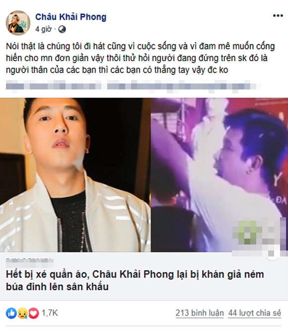 Đang biểu diễn, nam ca sĩ bất ngờ bị ném búa, đinh lên sân khấu ảnh 1