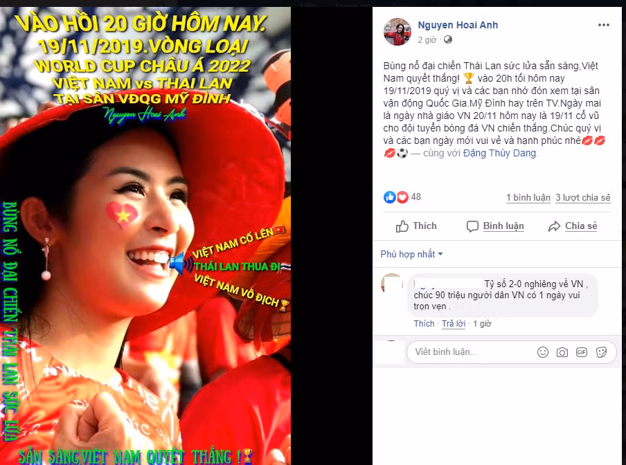 Bất ngờ với dự đoán của sao Việt về tỷ số trận Việt Nam - Thái Lan tối nay ảnh 2