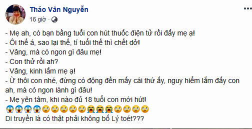 Thái độ của Thảo Vân khi con trai thử hút thuốc lá điện tử ảnh 3
