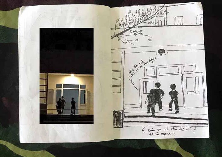 Xúc động tranh vẽ 14 ngày cách ly trong doanh trại của cô gái 18 tuổi ảnh 17
