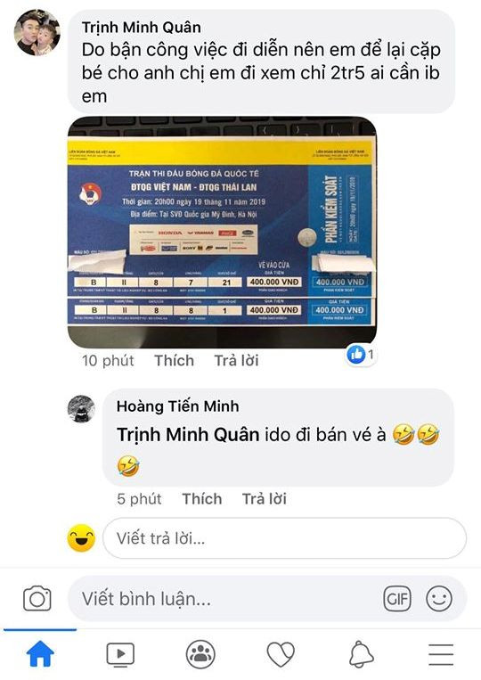 Ca sĩ Minh Quân lên tiếng khi bị cho là ‘cò’ vé trận Việt Nam-Thái Lan ảnh 1