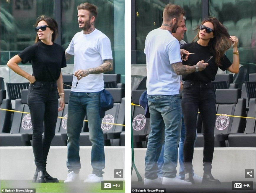 Vợ chồng Beckham dẫn con đi đá bóng giữa mùa dịch, ôm hôn đắm đuối ảnh 2