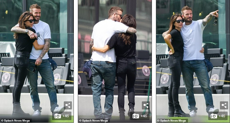 Vợ chồng Beckham dẫn con đi đá bóng giữa mùa dịch, ôm hôn đắm đuối ảnh 1