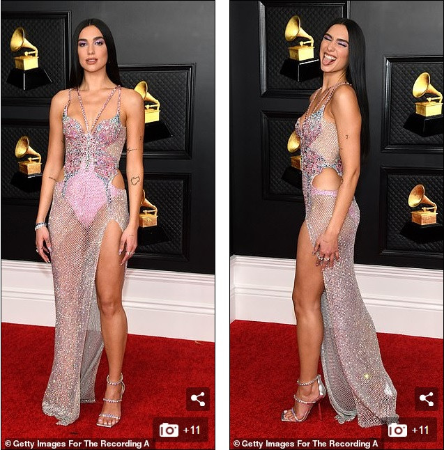 Dua Lipa siêu gợi cảm tại Grammy: Hết xuyên thấu lại thoát y ảnh 2