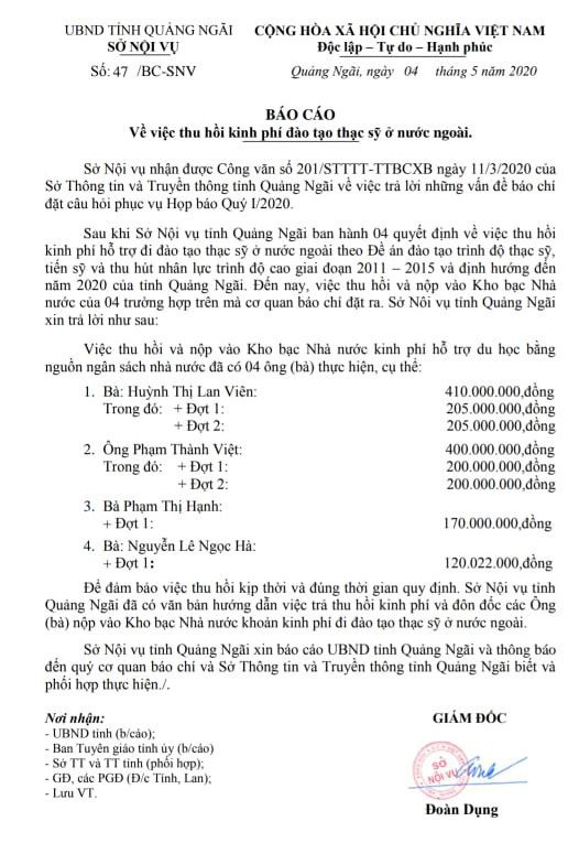 Bản tin 8H: Du học không về, con 4 cán bộ mới trả ngân sách 1,1 tỉ đồng ảnh 1
