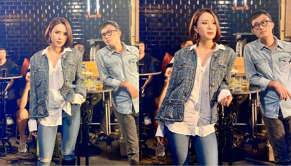 Hồng Diễm lên đồ cực 'ngầu' trong quán bar ảnh 1